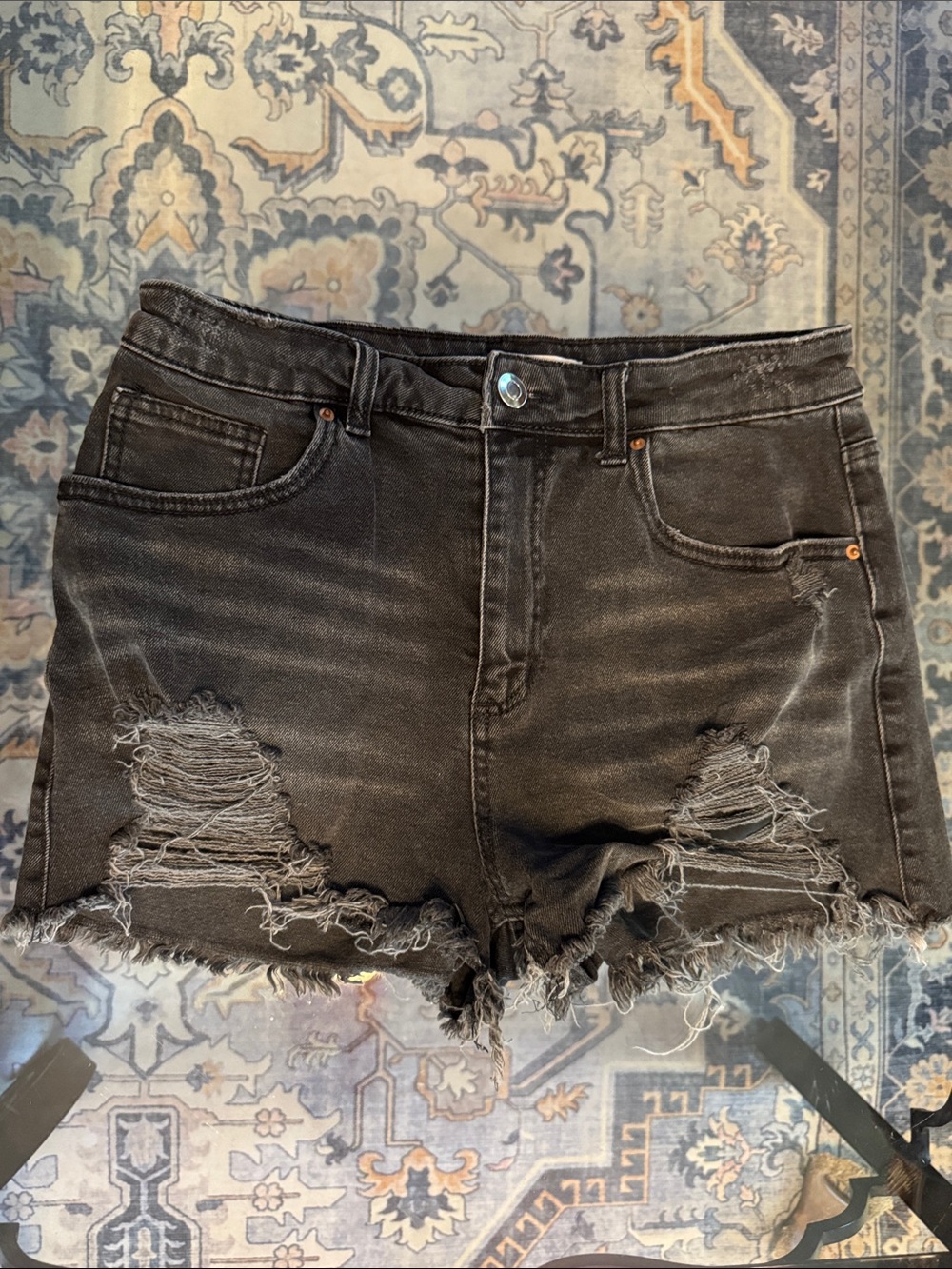 SO Black Distressed Frayed Hem Denim Shorts